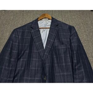 Joseph abboud reda wool linen blend sport blazer unlined windowpane 48 regular